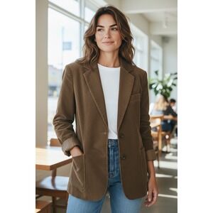 Queen Bee Corduroy Blazer Jacket Brown Women's Size 44 Classic Fit